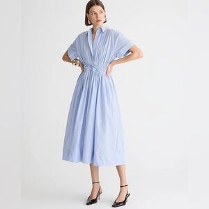 BNWT J.Crew Elena Shirt Dress in Blue Poplin Stripe size 14